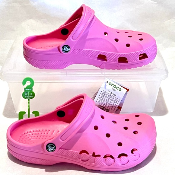 Crocs Baya Clogs & 10-Piece Food Lover Jibbitz Set in Pink Men’s 7/Women’s 9 - Picture 2 of 12